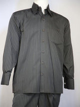 Men's Classic Striped Design Grey Casual Two Piece Walking Outfit For Sale Pant Sets Suit