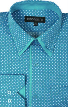 Mens Turquoise Dress Shirt George 100% Cotton Polka Dot Design Aqua Turquoise Color Men's Dress Shirt Aqua / US 46 Regular / EU 56 Regular Mens Turquoise Dress Shirt George 100% Cotton Polka Dot Design Aqua Turquoise Color Men's Dress Shirt Aqua / US 46 Regular / EU 56 Regular