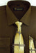Affordable Clearance Cheap Mens Dress Shirt Sale Online Trendy - Brown Milano Moda Classic Cotton Shirt With Ties