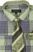 George's 60% Cotton 40% Polyster Checkered Shirt Tie and Handkerchief Lime