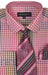 George's 60% Cotton 40% Polyster Checkered Shirt Tie and Handkerchief Fuchsin