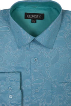 Mens Turquoise Dress Shirt Turquoise Captivating front George Cotton Dress Shirt