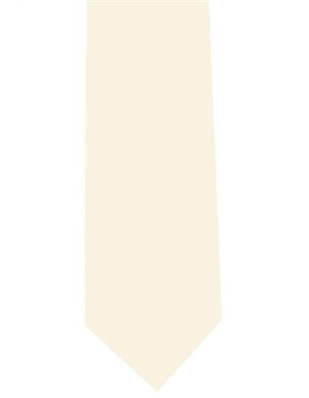 Men's Solid Extra Long Polyester Neck Tie Cream-Men's Neck Ties - Mens Dress Tie - Trendy Mens Ties