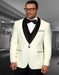 Men's Cream One Button Shawl Collar Two Toned Tuxedo