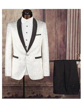 Men's Cream Shawl Lapel One Button Fabric Tuxedo