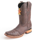 Los Altos Boots Brown Wide Toe Boots Genuine Crocodile Skin