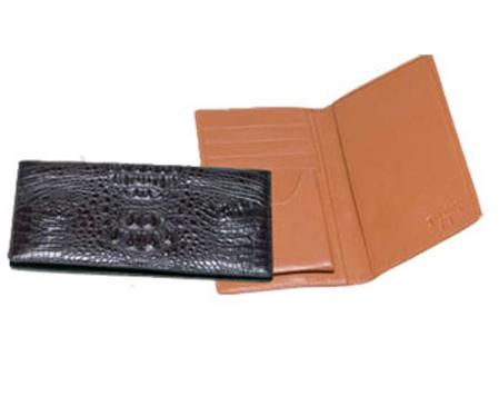 Men's Genuine Exotic Animal Skin Ferrini Hornback Crocodile Checkbook Black