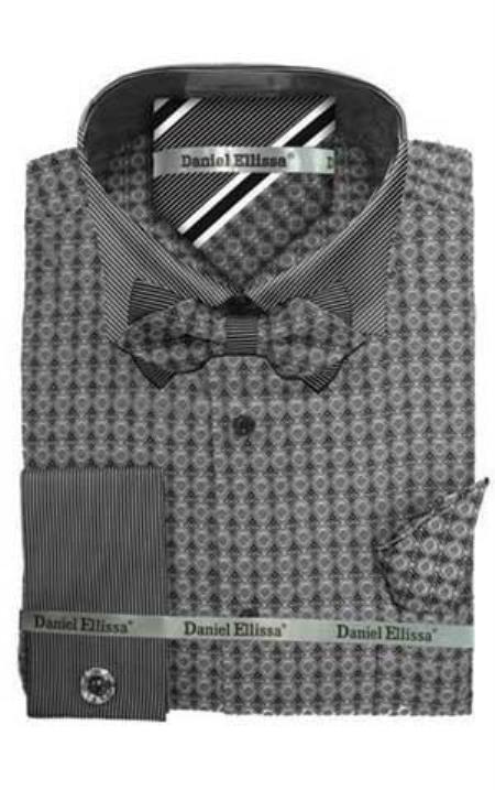 Daniel Ellissa Ds3779BP2 French Cuff Gray Men's Dress Shirt main image 0
