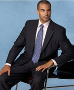 Men'S Vented Non-Pleated Solid Black Suit