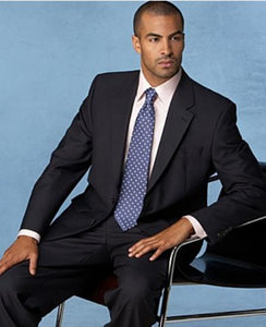 Men'S Vented Non-Pleated Solid Black Suit