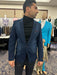 Mens Dark Blue Denim Casual Blazer with Notch Lapel and Single Button Closure