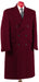 Men's Dark Burgundy Double Breasted Six Button Fully Lined Long Coat