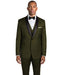 Men's Dark Olive Green 1 Button Shawl Lapel Slim Fit Tuxedo