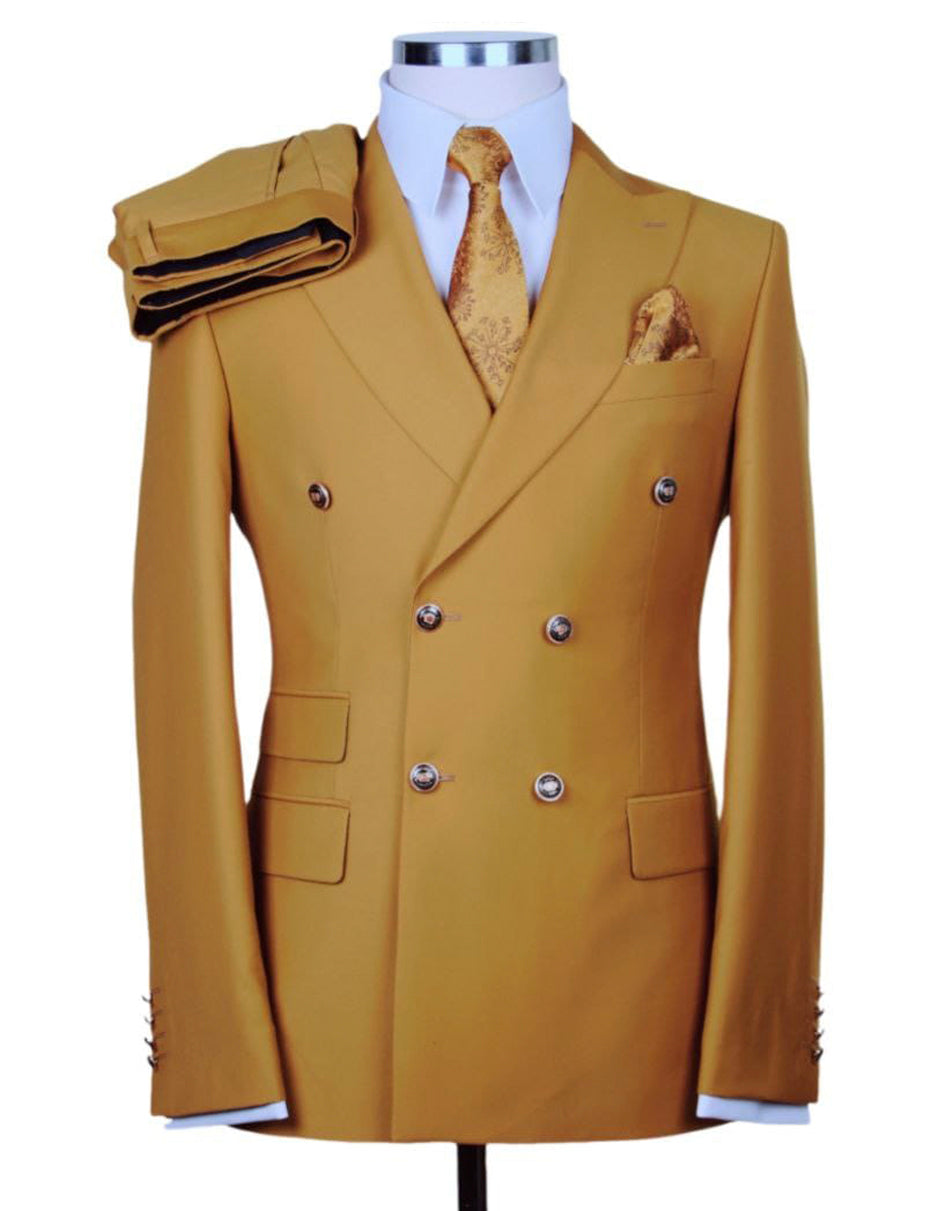 Alberto Nardoni Modern Fit Double Breasted Camel Suit with Gold Buttons main image 1