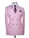 Mens Designer Modern Fit Double Breasted Wool Suit with Gold Buttons in Pink