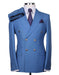 Modern Fit Double Breasted Wool Suit with Gold Buttons – Sky Blue