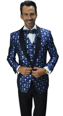 Men's Fashion Designed Royal Fashion Sport Coat ~ Dinner Jacket polka dot pattern!