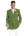 Mens Double Breasted Blazer in Color Olive - Pinstripe Sportcoat