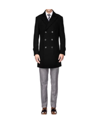 Men's Double Breasted Coat Black