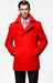 Mens Double Breasted Full Length Wool Coat Red Overcoat