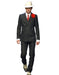 Mens Double Breasted Gangster Pinstripe Six Button Suit in Black - Men's Tuxedo USA