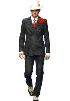 Mens Double Breasted Six Button Black Suit