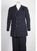 Men's Double Breasted Suit Wide Leg Pleated Pants Dark Navy - 6 on 3 Buttons Unique Style With Pleated Pants