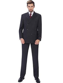 Men's Double Breasted Suits Black Peak Lapel  Windowpane Plaid Suit