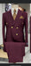 Mens Double Breasted Suits Gold Buttons - 100% Wool Burgundy Suit - Double Breasted Blazer