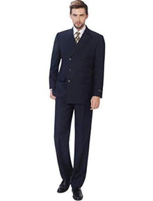 Men's Double Breasted Suits Navy Peak Lapel 3 Piece Unique Style Suit