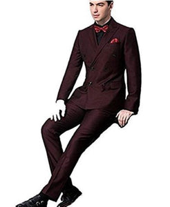 Men's Double Breasted Suits Side Vent Burgundy ~ Wine ~ Maroon Suit Peaked Lapel Slim Fit Groom Tuxedos Suit Burgundy Tuxedo
