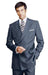 Navy Blue Pinstripe Double Breatsed Suits Pleated Pants Rayon Fabric Side Vented