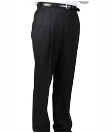 Mens Double Pleated Trousers - Double Pleated Dress Pants - Slacks Black