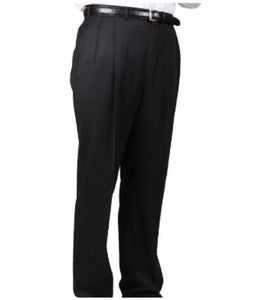 Mens Double Pleated Trousers - Double Pleated Dress Pants - Slacks Black