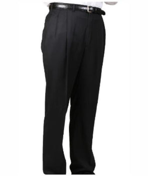 Mens Double Pleated Trousers - Double Pleated Dress Pants - Slacks Black