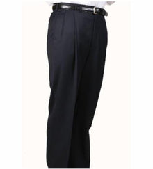Mens Double Pleated Trousers - Double Pleated Dress Pants - Slacks Navy