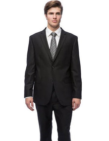 Brand: Caravelli Collezione Suit - Caravelli Suit - Caravelli Italy Caravelli Men'S Double Vent Black Notch Collar Tic Pattern Slim Fit 2 Button Suit