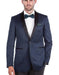 Men's Shawl Collar Blue Textured Double Vent Tuxedo Slim Fit Blazer
