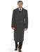 Men's Dress Coat 44 Inch Long Length Dark Grey Double Breasted Wool Blend Overcoat