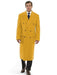 Men's Dress Coat 44 Inch Long Length Gold Double Breasted Wool Blend Overcoat