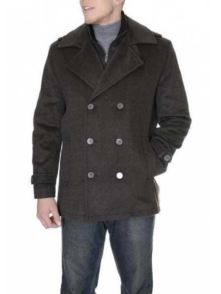 Men's Dress Coat Brown 6-On-3 Overcoat ~ Long Men's Dress Topcoat - Winter coat Tweed houndstooth checkered Pattern Double Breasted Herringbone Vent Designer Men's Peacoat Sale