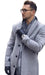 Alberto Nardoni Men's Dress Coat Light Grey ~ Silver Gray Men's overcoat  ~ Long Men's Dress Topcoat -  Winter coat