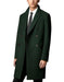 Men's Dress Coat Long 3 Button Peak Lapel Overcoat Olive Green