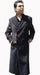 Men's Dress Coat Top Coat, Full Length Overcoat Double Breasted 6 on 3 Buttons, 50 Length with Tabs on Sleeves Black
