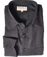 Linen Men's Long Sleeve Dress Shirt Online Sale Black