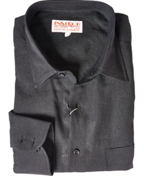 Linen Men's Long Sleeve Dress Shirt Online Sale Black