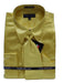 Fashion Cheap Priced Sale Men'S New Gold Satin Dress Shirt Combinations SetTie Combo Shirts Men'S Dress Shirt