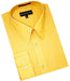 Gold~Yellow~Mustard Cotton Blend Convertible Cuffs Men's Dress Shirt