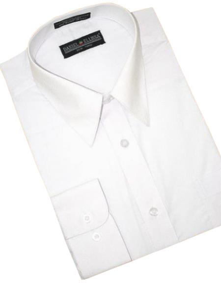 White Cotton Blend Convertible Cuffs Men's Dress Shirt — MensUSA White Cotton Blend Convertible Cuffs Men's Dress Shirt — MensUSA