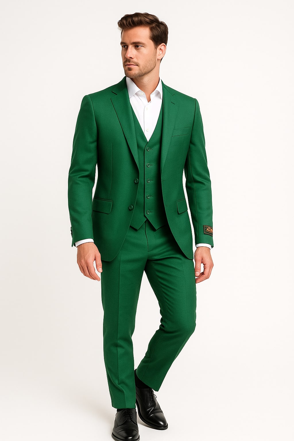 Mens Emerald Green 3-Piece Suit – Slim Fit Wedding and Formal Suit by Alberto Nardoni - Image 2